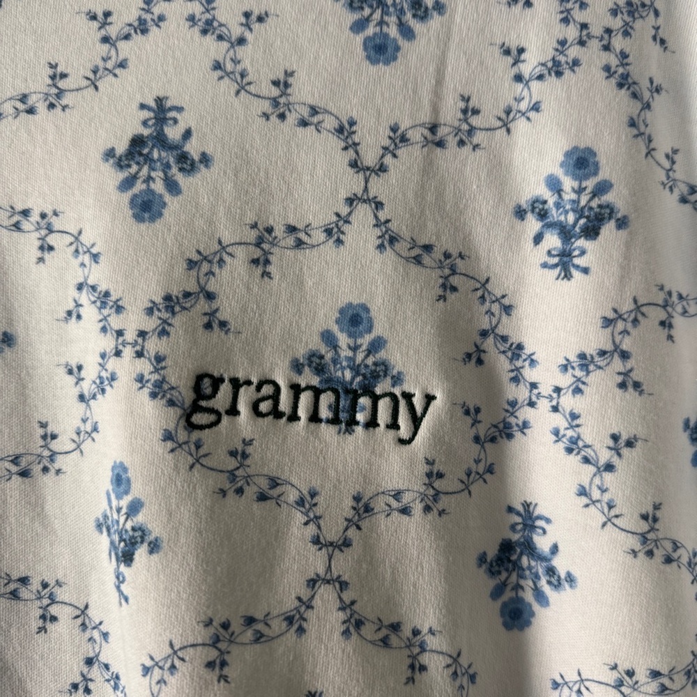 NWT Hill House the charlotte sleep tee blue white floral size large - Picture 2 of 6